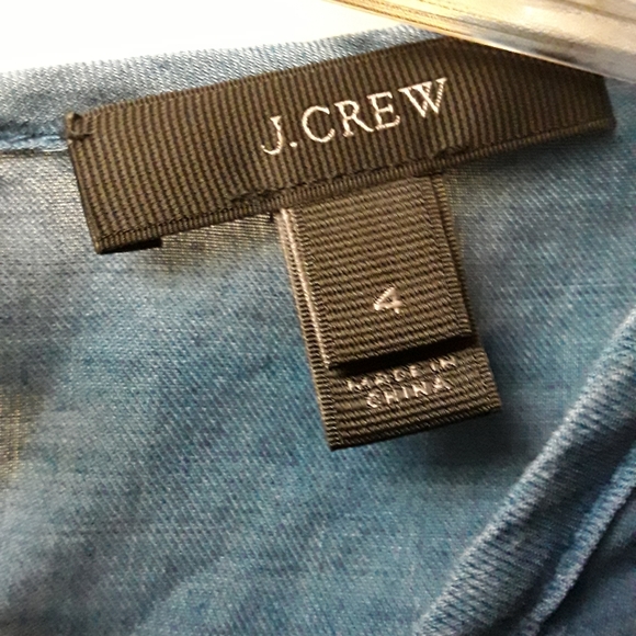 J Crew Ruffle Chambray Tiered Peasant Top BluBoho - Picture 8 of 12